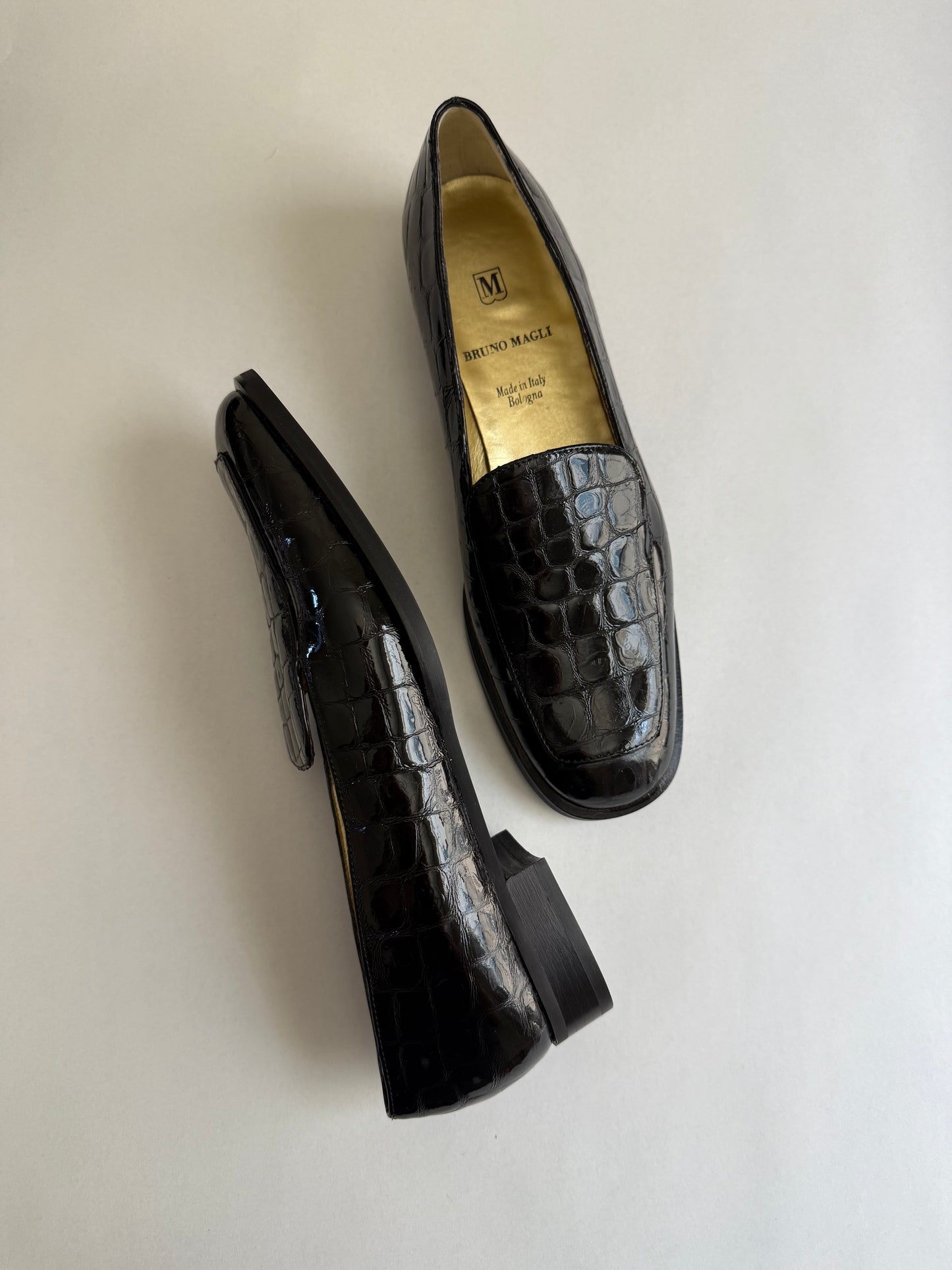 CROC-EMBOSSED LOAFERS, 8.5