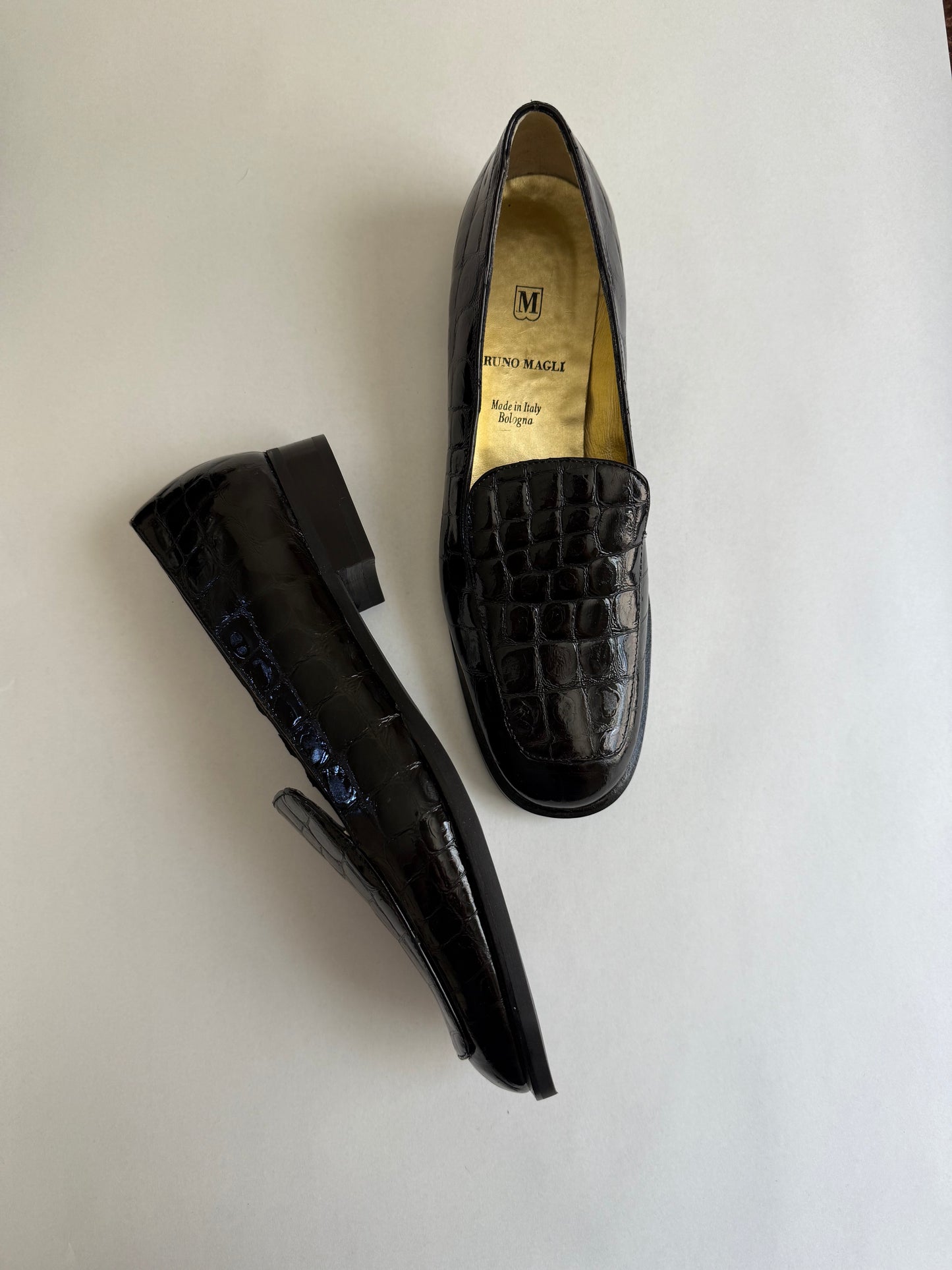 CROC-EMBOSSED LOAFERS, 8.5