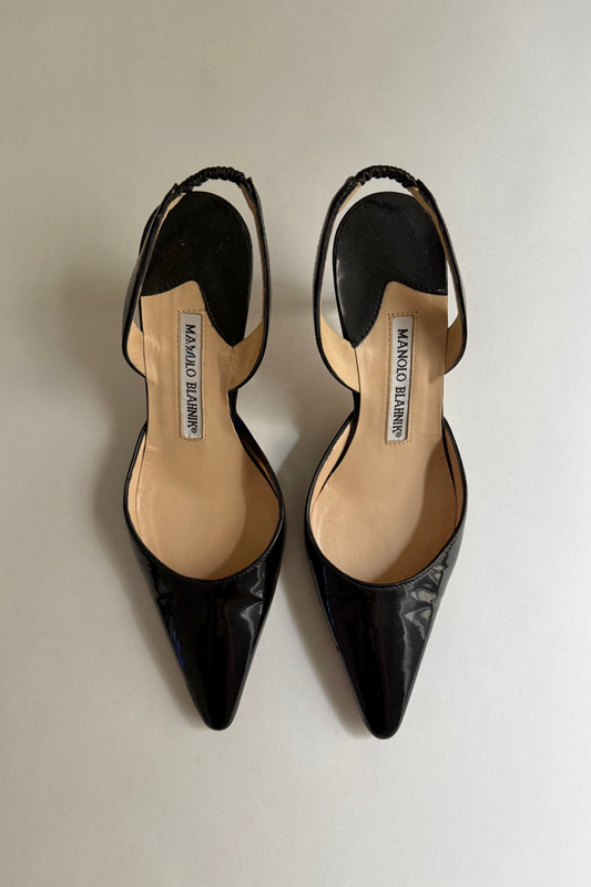 PATENT SLINGBACK HEELS, 34.5