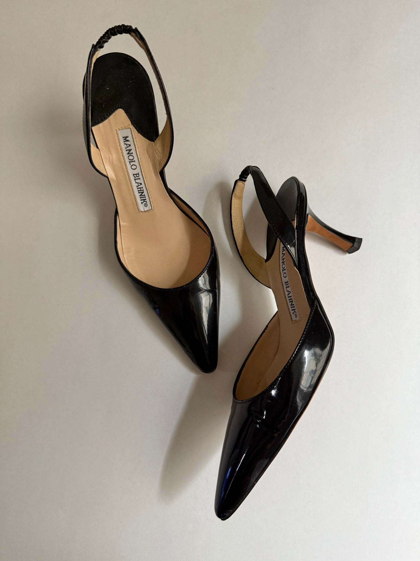 PATENT SLINGBACK HEELS, 34.5