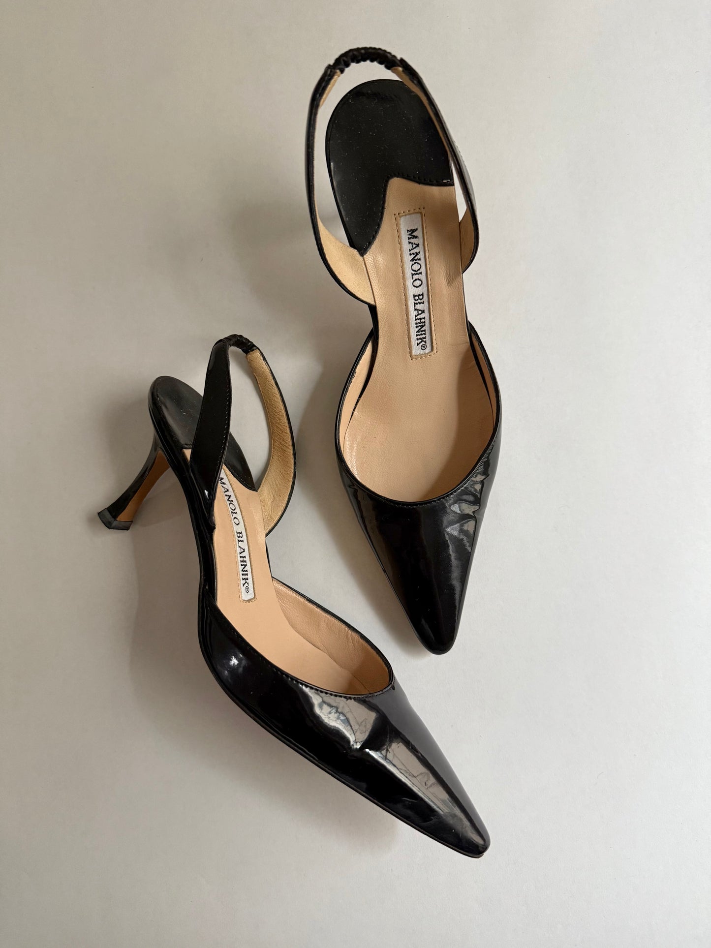 PATENT SLINGBACK HEELS, 34.5